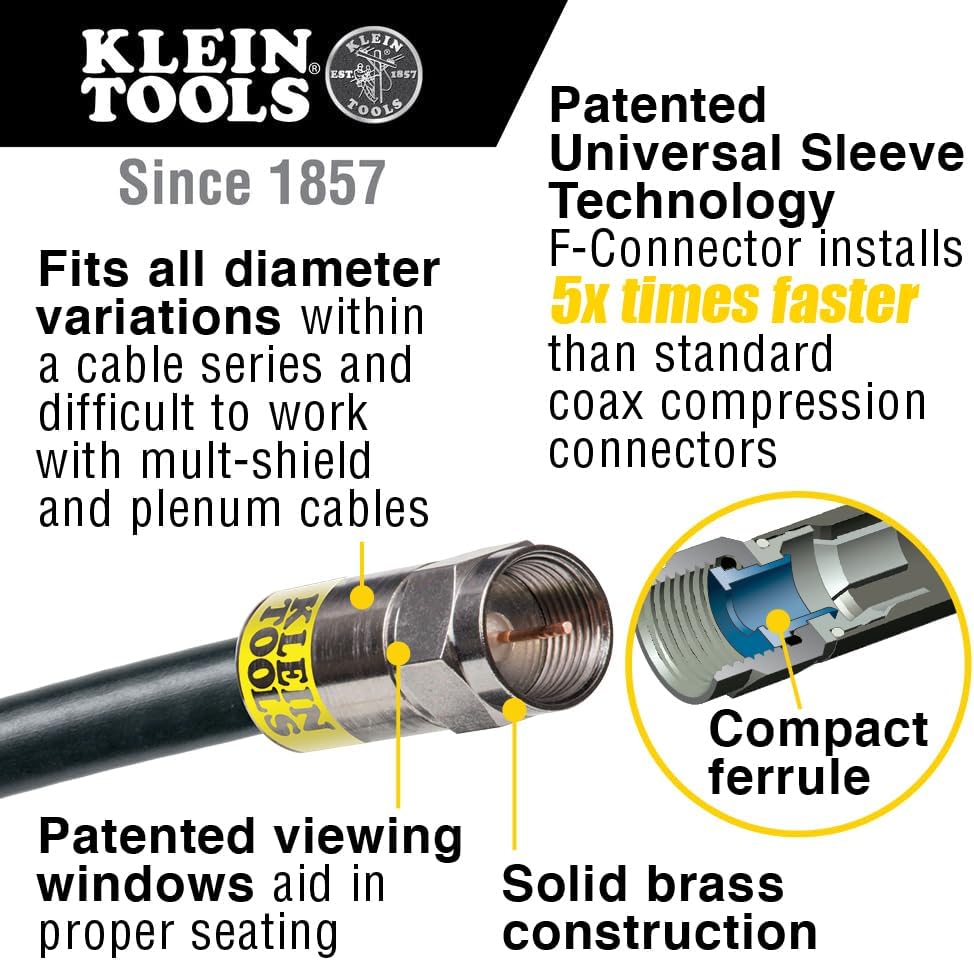 Koax Einbauset mit F-Steckern, Kabelschneider, Kompressionswerkzeug, Abisolierer, weitere kleine Wer