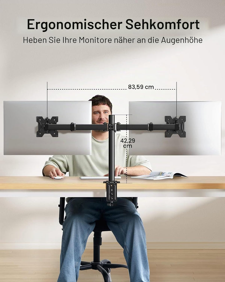 HUANUO Monitor Halterung 2 Monitore für 13-30 Zoll Bildschirme, Monitorhalterung 2 Monitore Höhenver