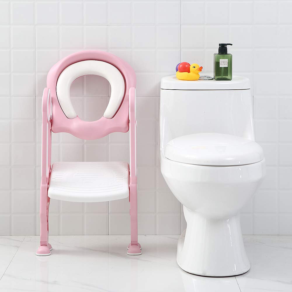 Toilettensitz kinder mit treppe, Faltbar Toilettentrainer Stabilen Rutschfesten, Kinder WC Sitz mit