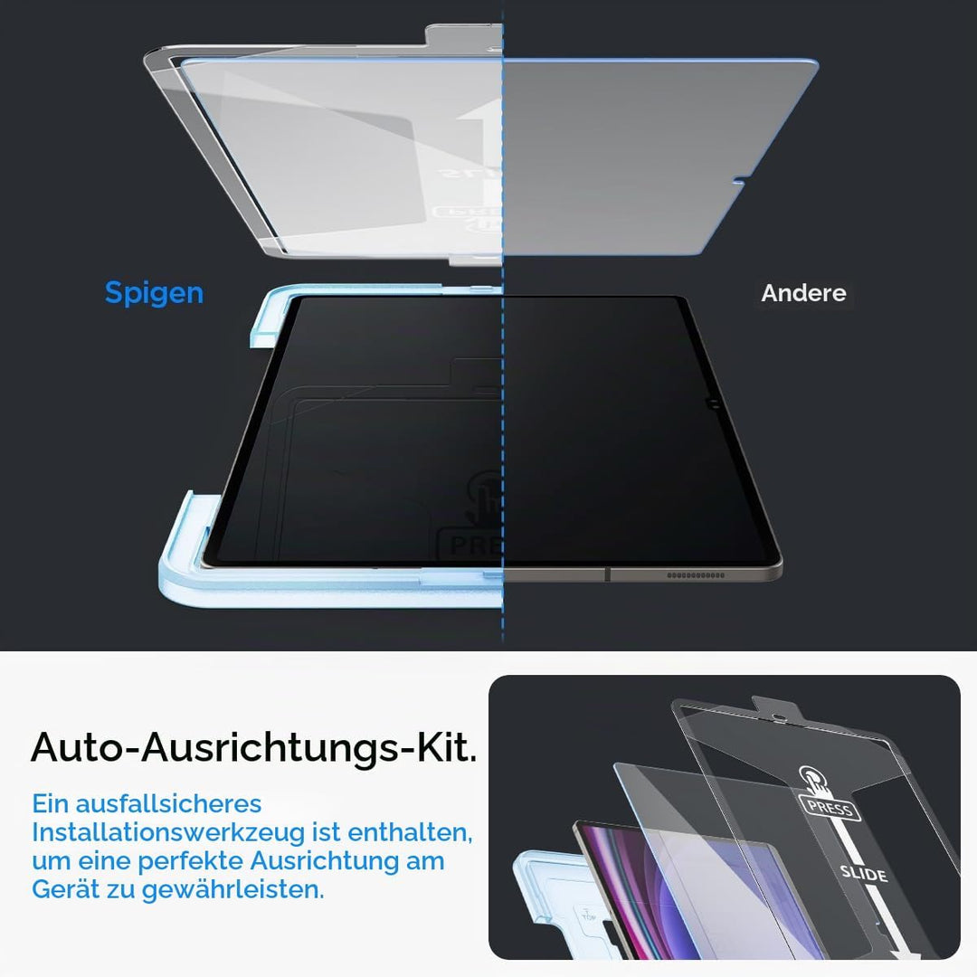 Spigen Glas.tR EZ Fit Schutzfolie kompatibel mit Samsung Galaxy Tab S9 Ultra, 14.6 Zoll, Schablone f