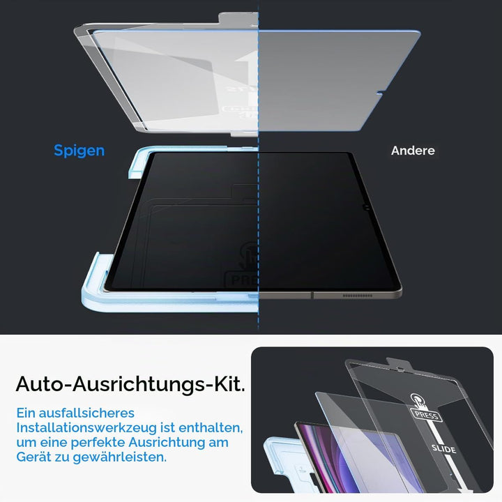 Spigen Glas.tR EZ Fit Schutzfolie kompatibel mit Samsung Galaxy Tab S9 Ultra, 14.6 Zoll, Schablone f