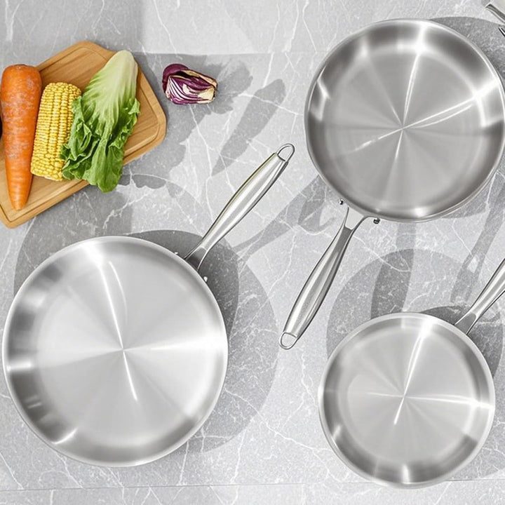 Dreilagige Bratpfanne Edelstahl 24cm,18,10 Edelstahl,Induktion, Backofenfest bis 315°C, Bratrostsich