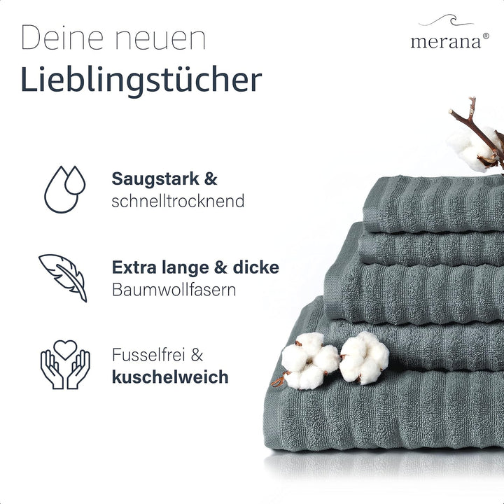 Merana OSLO Handtücher 50x100 cm - 2X Luxus Handtuch - Schnelltrocknendes Handtuch aus 100% feinster