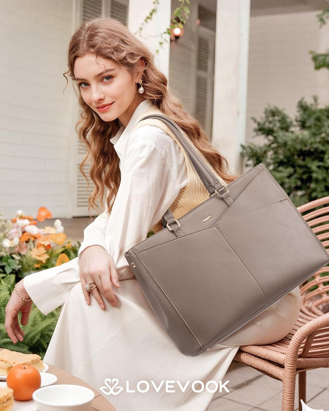 LOVEVOOK Laptoptasche Damen, Arbeitstasche mit Isoliertem Kühlfach Gross | 15,6 Zoll Laptop Handtasc