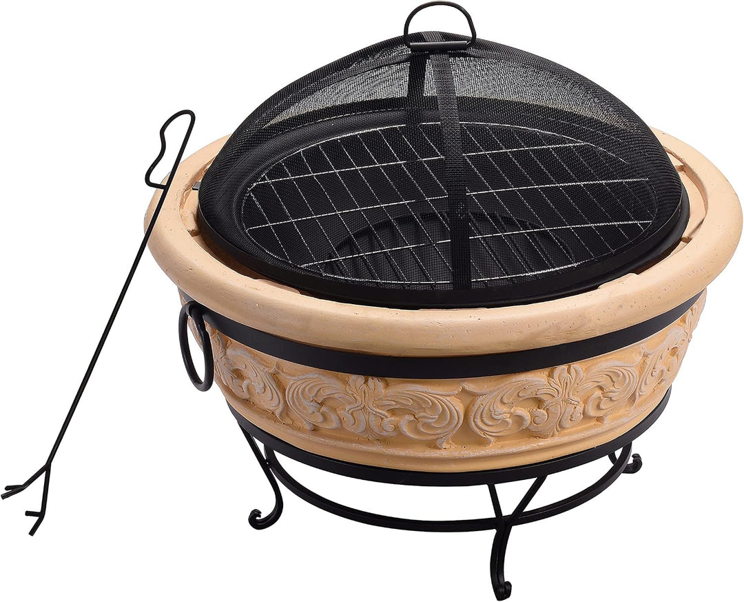 Peaktop - Feuerstelle für Brennholz für den Aussenbereich, 68 cm, rund, komplexes Design HR26303AA-S