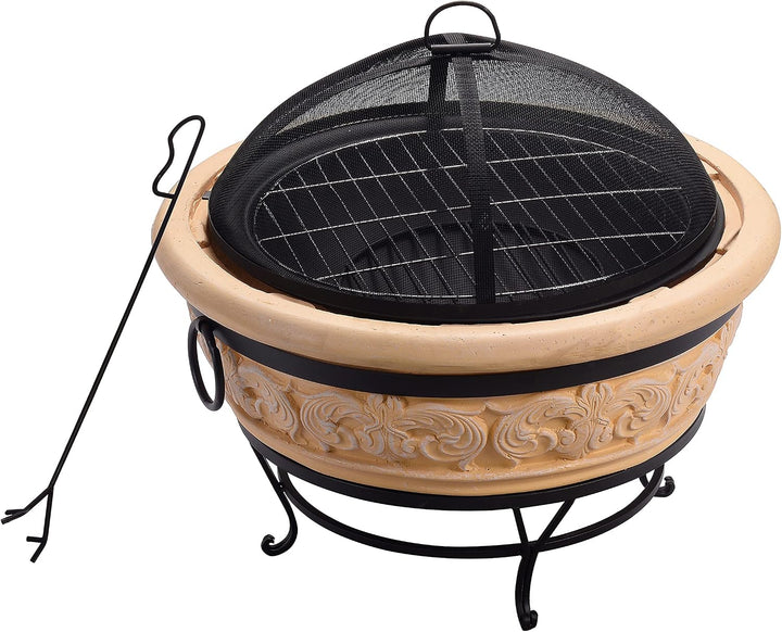 Peaktop - Feuerstelle für Brennholz für den Aussenbereich, 68 cm, rund, komplexes Design HR26303AA-S