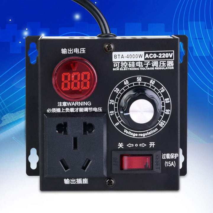 Spannungsregler, AC 220V 4000W SCR Elektrischer Spannungsregler Motor Lüfter Drehzahlregler Dimmer(E