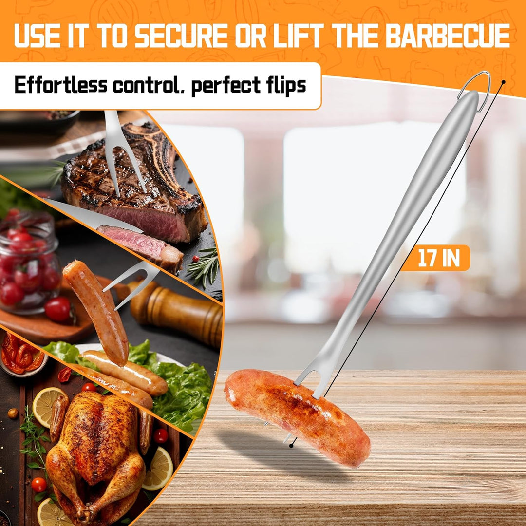 BBQ Grillbesteck Set 9 Grillzubehör aus Hochwertig Edelstahl, Professionelles BBQ Grill Set mit Gril