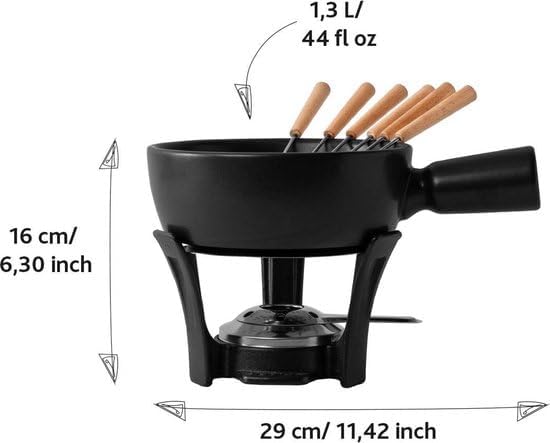 Boska Fondue-Set Nero/robuster Look / 1,3 L/Keramik/Gusseisen/Silber/Schwarz / 290 x 200 x 160 mm 30