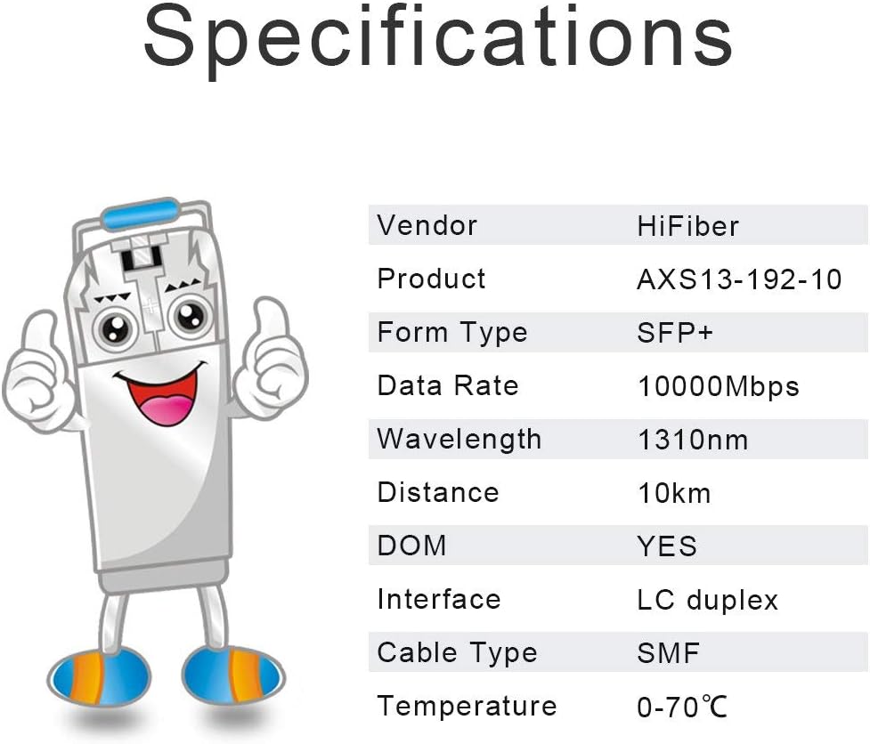 10G Single Mode SFP+ LC Modul, 10GBase-LR Fiber Transceiver für Cisco SFP-10G-LR, Meraki MA-SFP-10GB