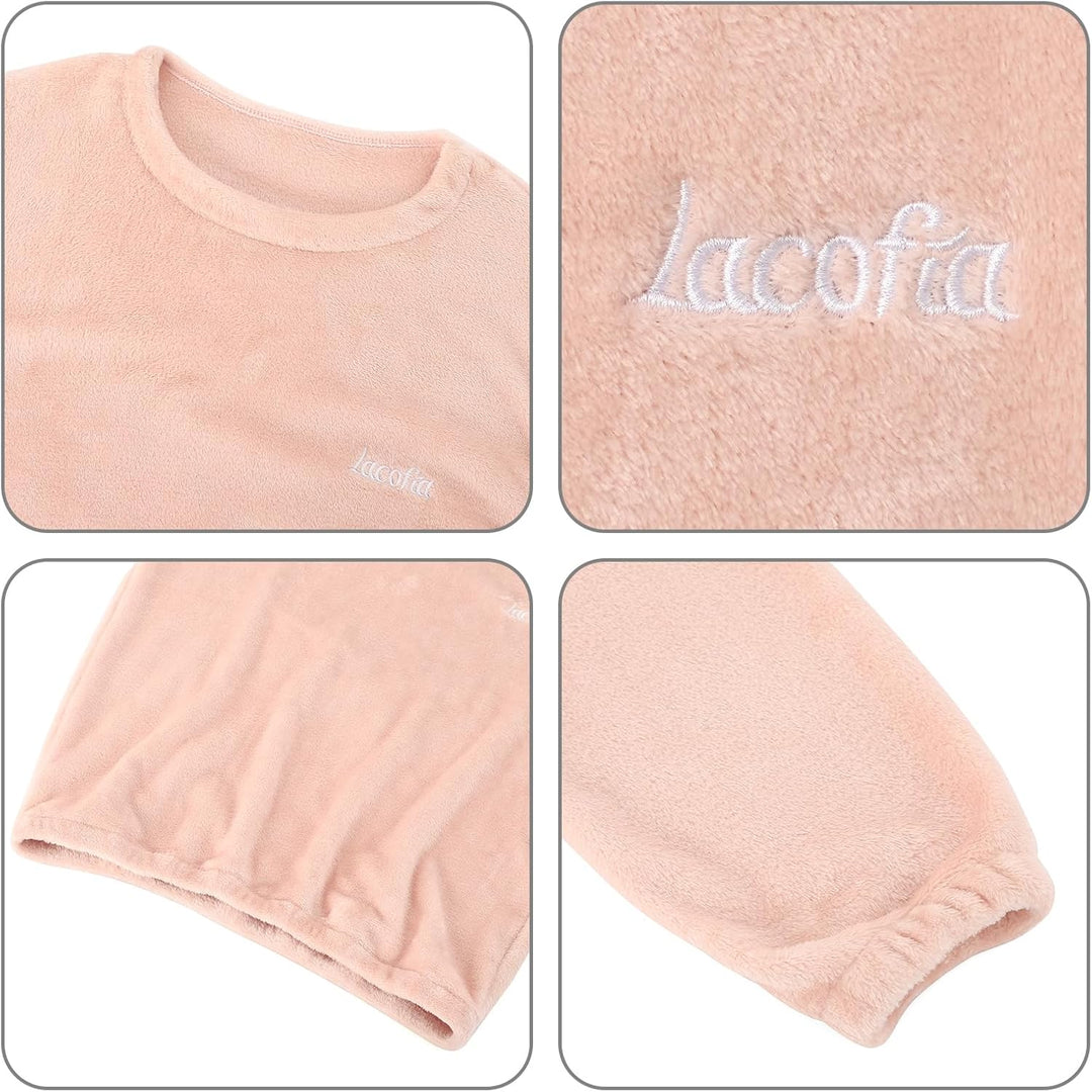 LACOFIA Kinder Jungen Mädchen Schlafanzüge Warme Polar Fleece Pyjama Set Kleinkind Winter Langarm Ha