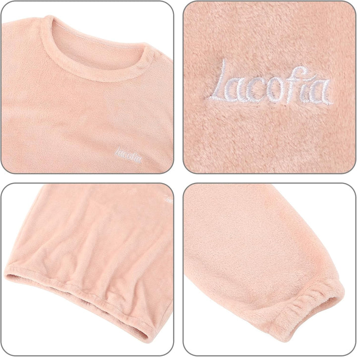 LACOFIA Kinder Jungen Mädchen Schlafanzüge Warme Polar Fleece Pyjama Set Kleinkind Winter Langarm Ha