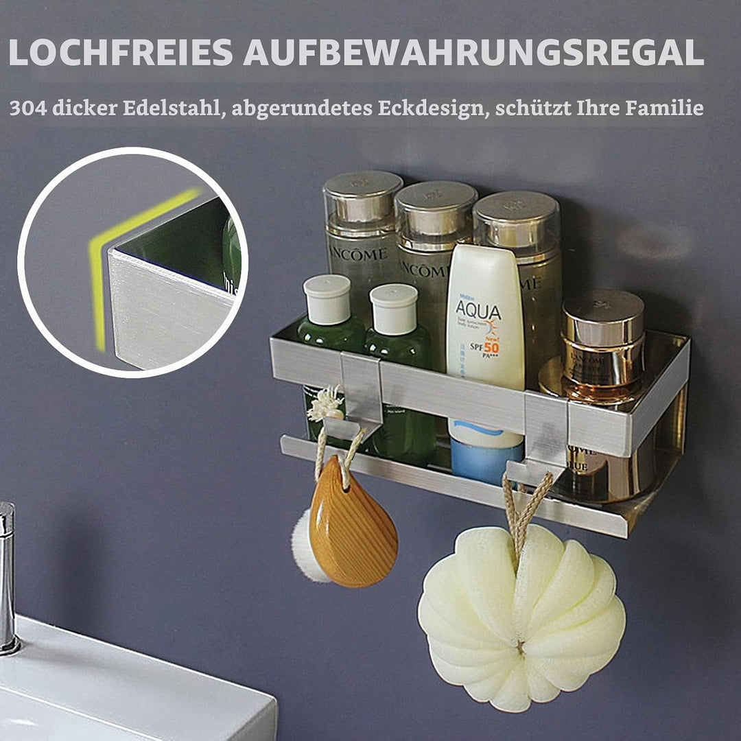Duschablage aus Edelstahl 304, ohne Bohren, selbstklebende Duschkorb Badregal, Shampoo Halterung Dus