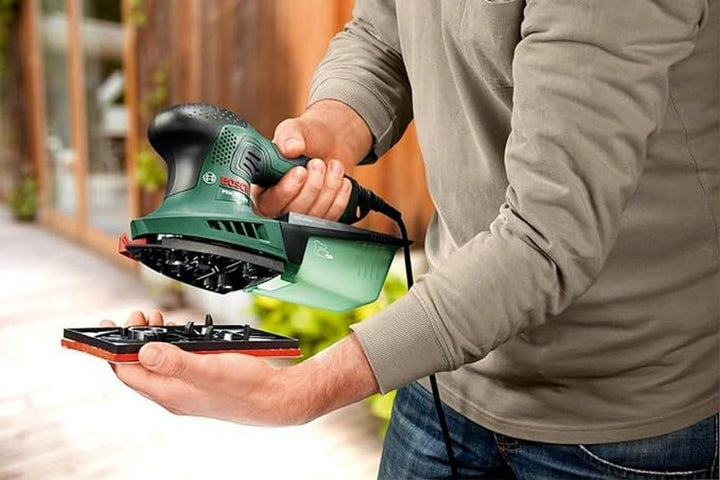 Bosch Home and Garden Multi Schleifmaschine PSM 200 AES (200 Watt, im Koffer), Schwarz, Grün,