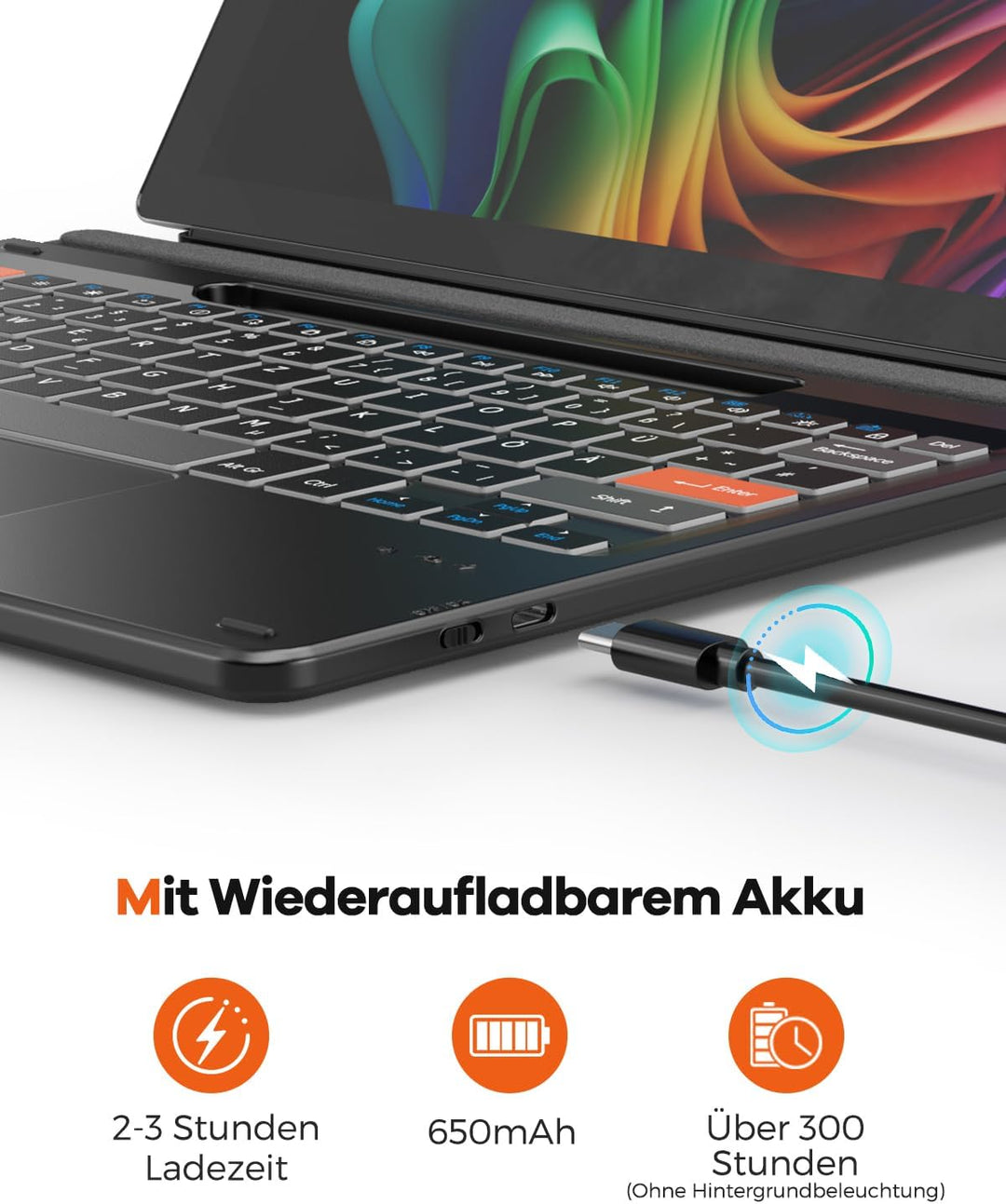 Doohoeek Bluetooth Tastatur für Surface Pro 11/10/9/8/X, Kabellose Beleuchtete Tastatur, Ultraslim K