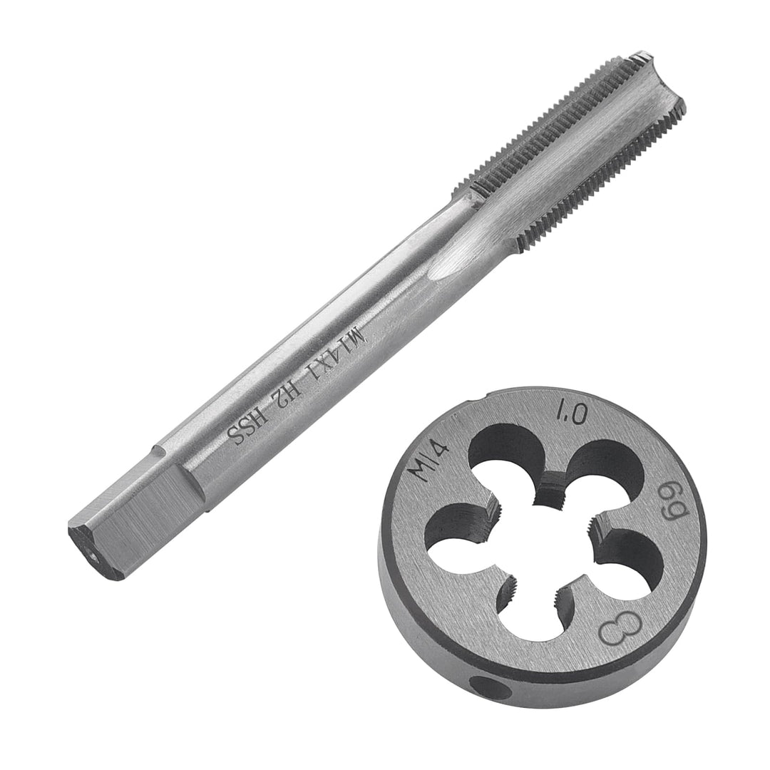 Gewindeschneid M14 x 1mm, HSS Gewindebohrer und Schneideisen Set, Rechtsgewinde Feingewinde Schneide