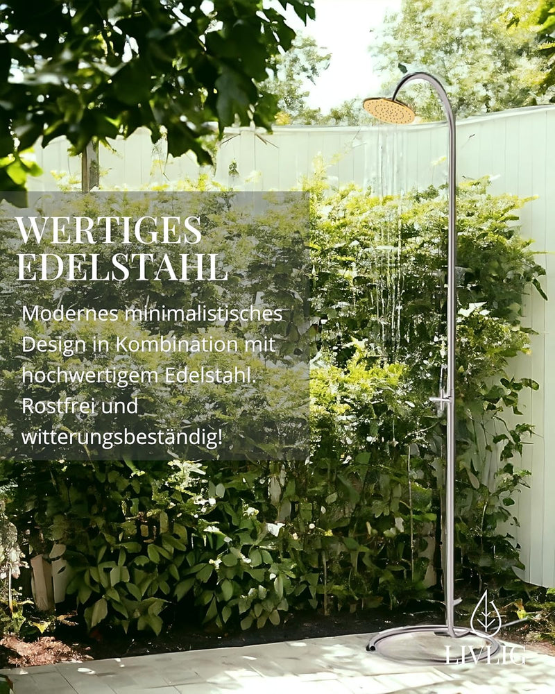 Livlig53 LIVLIG Gartendusche aus Edelstahl, selbststehende Aussendusche Garten, Pooldusche, Outdoord