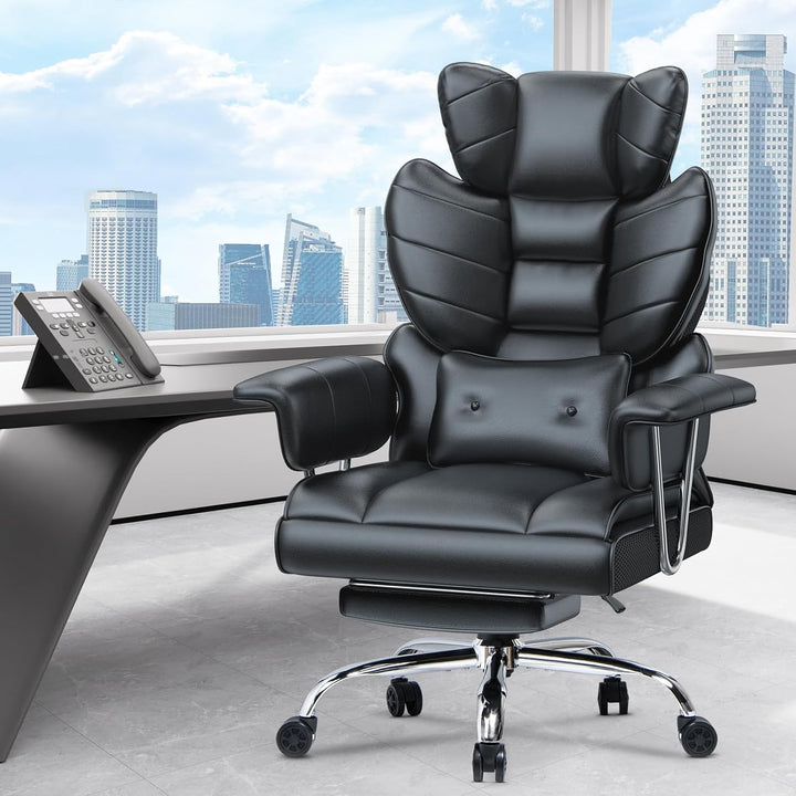 rattantree Bürostuhl mit Fussstütze, Ergonomischer Schreibtischstuhl mit Zusätzlichem Lordosenstützk