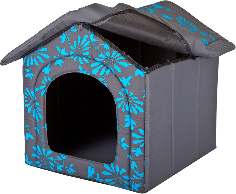 Hobbydog R3 BUDNKW6 Doghouse R3 52X46 cm Blue Flowers, M, Blue, 1.1000000000000001 kg