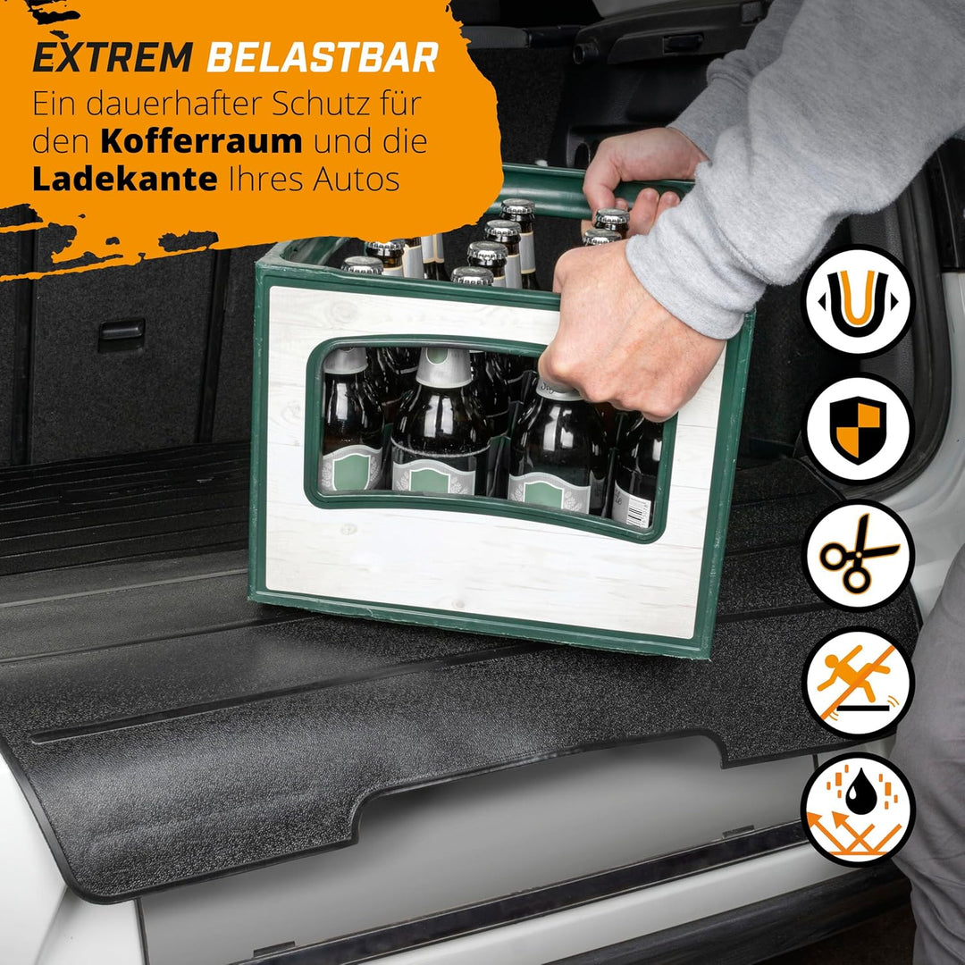 Walser CarComfort Kofferraummatte Bootguard mit Ladekantenschutz, universal zuschneidbare Gummimatte