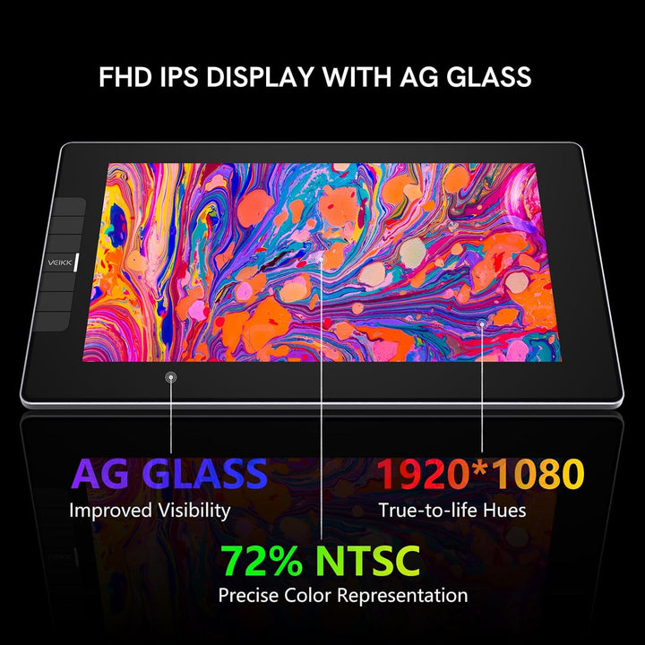 Grafiktablett mit Display • VEIKK VK1200V3 11,6 Zoll Zeichentablett mit Display mit IPS Full HD Scre
