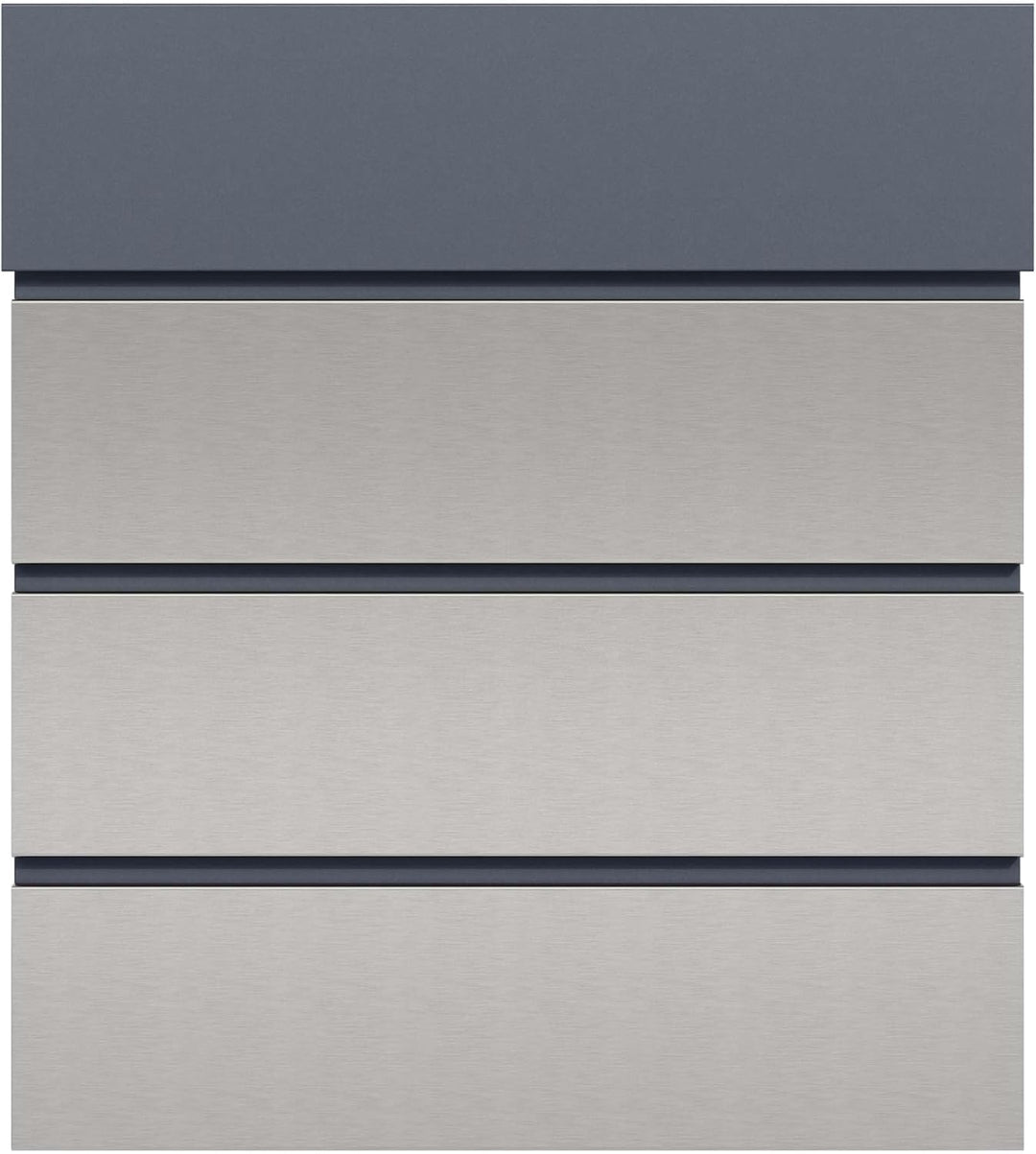 Briefkasten V64 Anthrazit und Edelstahl 410 x 130 x 370 mm, Wandbriefkasten mit Schloss, Soft Close