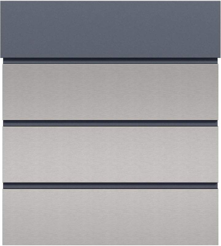 Briefkasten V64 Anthrazit und Edelstahl 410 x 130 x 370 mm, Wandbriefkasten mit Schloss, Soft Close