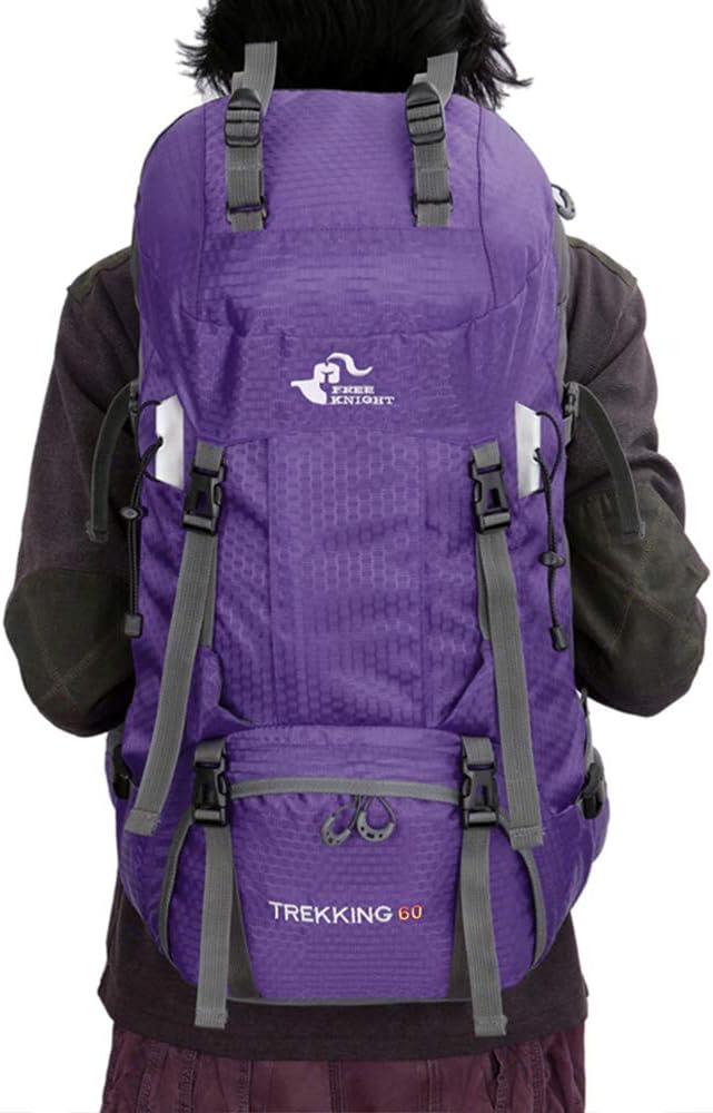 Bseash 60L Wasserdichter leichter Wanderrucksack mit Regenschutz, Outdoor Sport Tagesrucksack Multif