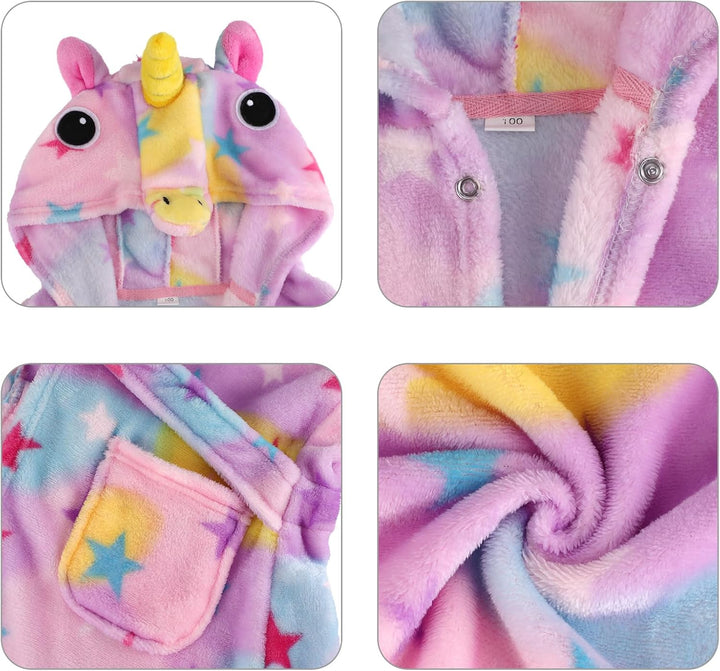 KAKU NANU Bademantel Kinder Mädchen Einhorn 4-11 Jahre Flauschig Warm Plüsch Bademantel Kuschelig Mo
