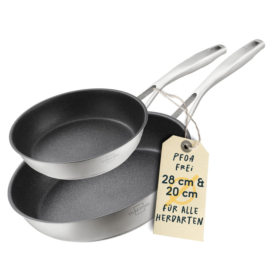 SILBERTHAL Induktion Pfannen Set - Bratpfannen 2er Set - Induktionsgeeignet - 28cm & 20cm - Edelstah