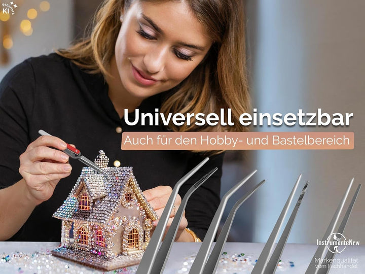 Kreuzpinzetten Set 4-Teilig Lötpinzette Klemmpinzette Technische Pinzette Gerade Gebogen Abgewinkelt