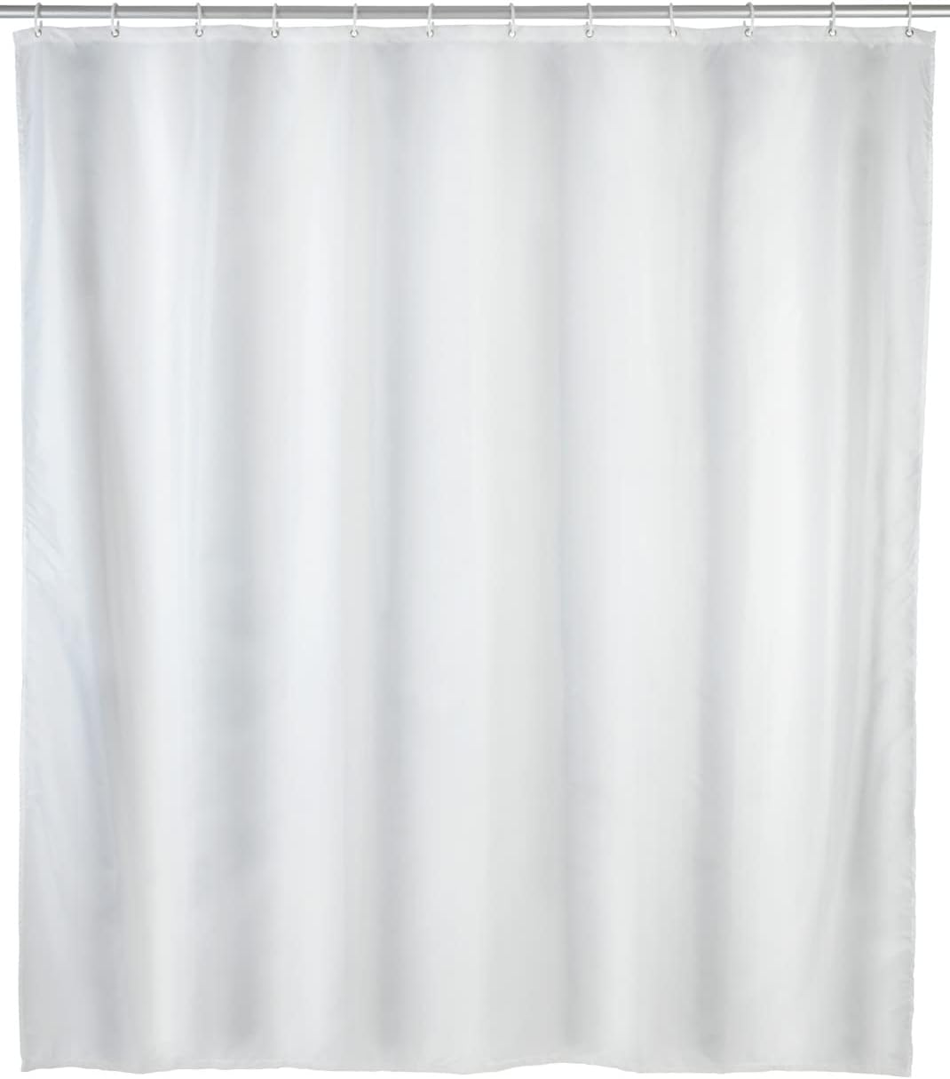 WENKO Anti-Schimmel Duschvorhang Weiss, Textil-Vorhang mit Antischimmel Effekt fürs Badezimmer, wasc