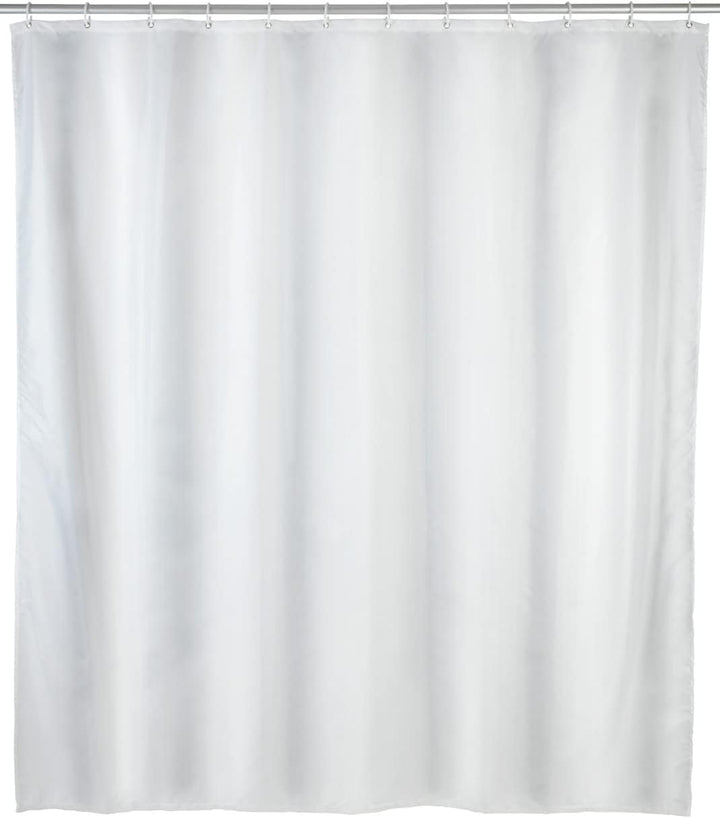 WENKO Anti-Schimmel Duschvorhang Weiss, Textil-Vorhang mit Antischimmel Effekt fürs Badezimmer, wasc