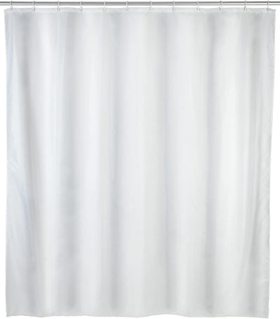 WENKO Anti-Schimmel Duschvorhang Weiss, Textil-Vorhang mit Antischimmel Effekt fürs Badezimmer, wasc