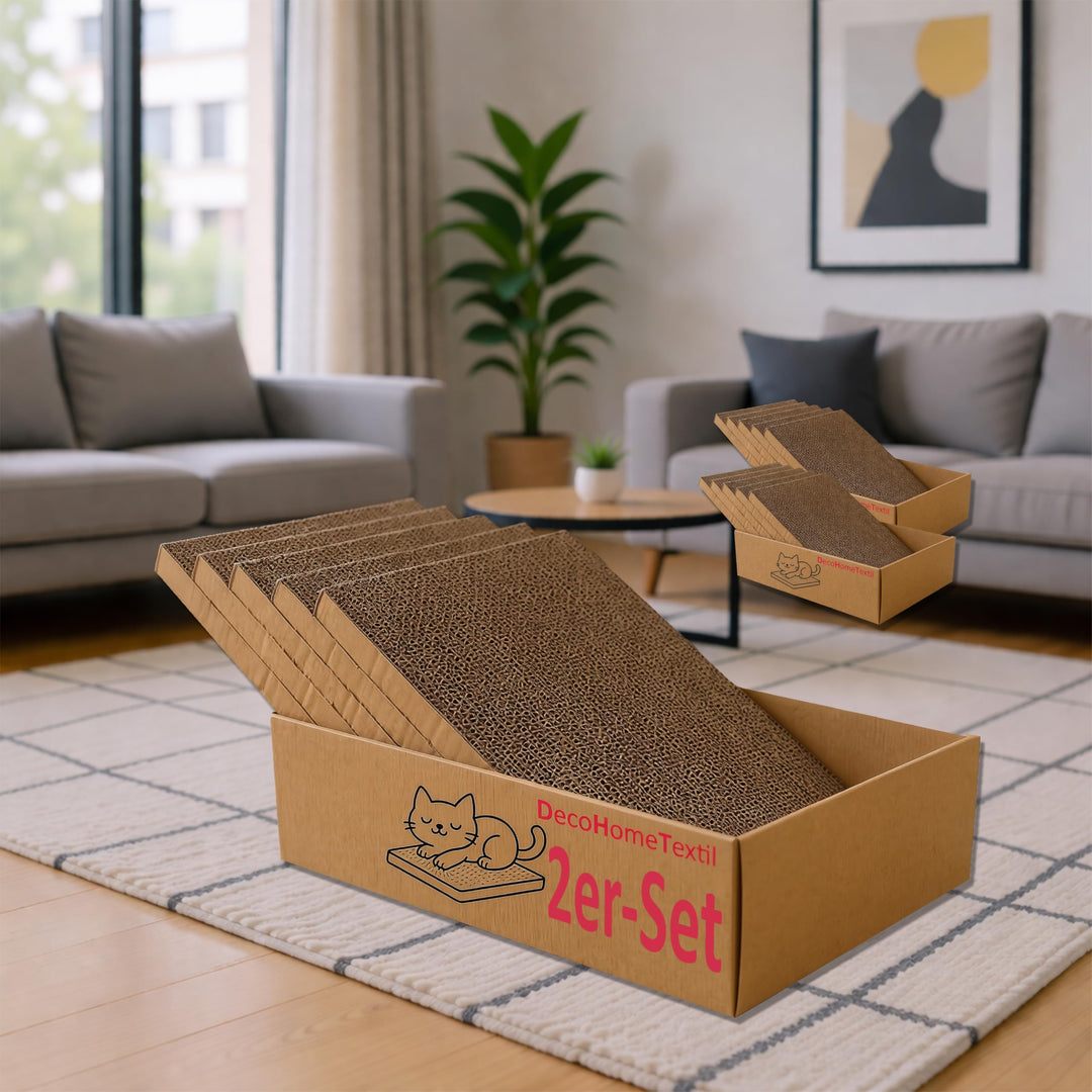 DecoHomeTextil Kratzbrett für Katzen Krallen Kiste mit je 5 Brettern 2X 5er-Set Kratzpappe beidseiti