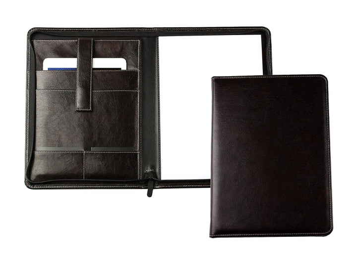DELMON VARONE - Personalisierbare Tablet Schreibmappe DIN A4 aus Premium Vintage Anilin Leder braun,
