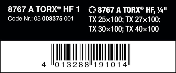 Wera 05003375001 8767 A TORX HF 1 Zyklop Bitnuss-Satz Torx, mit 1/4"-Antrieb, mit Haltefunktion, 4-t