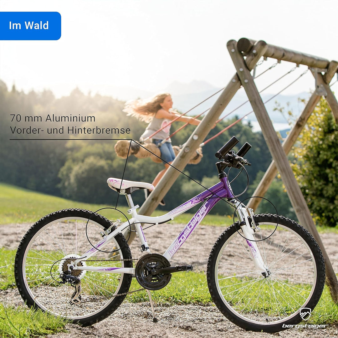 Bergsteiger Verona 24 Zoll Kinderfahrrad, geeignet für 8, 9, 10, 11 Jahre, Shimano 18 Gang-Schaltung