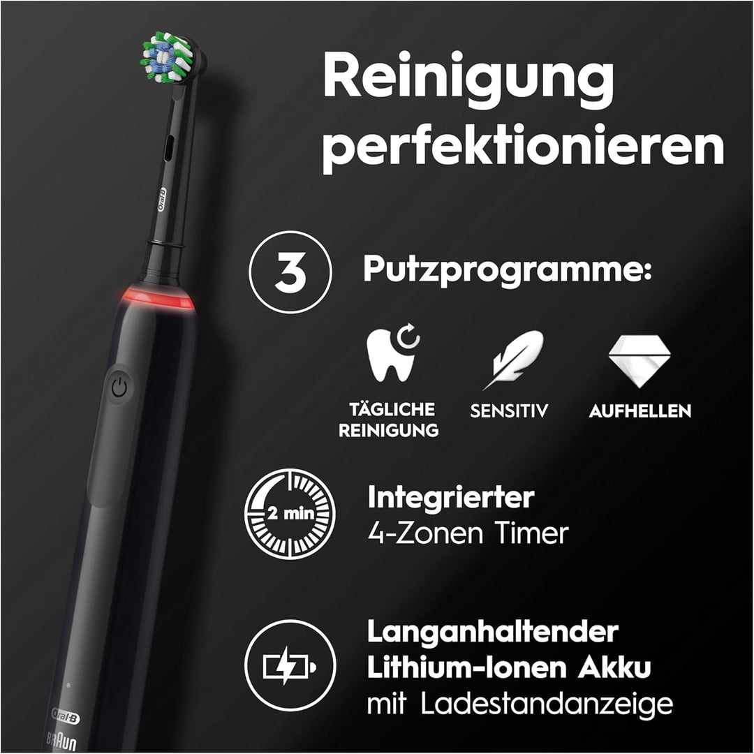 Oral-B PRO 3 3500 Elektrische Zahnbürste/Electric Toothbrush, 2 Aufsteckbürsten, mit 3 Putzmodi und