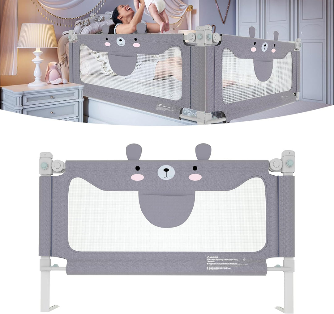 FIVMEN Bettgitter 200 cm Baby Bett Rausfallschutz höhenverstellbar Kinder Bettschutzgitter mit Aufbe