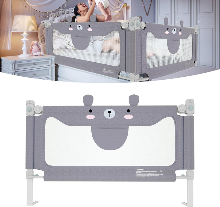 FIVMEN Bettgitter 150 cm Baby Bett Rausfallschutz höhenverstellbar Kinder Bettschutzgitter mit Aufbe