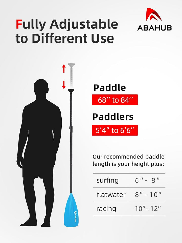 Abahub SUP Paddel / 2 in 1 Sup Kajak Paddel Aluminium Einstellbares Stand Up Paddle für Paddleboard,