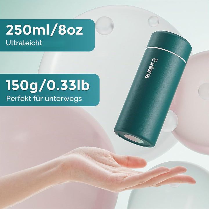 【Upgrade-Version】Exllena Mini Thermosflasche 250ml mit Edelstahl-Deckel, Trinkflasche Klein Doppelwa