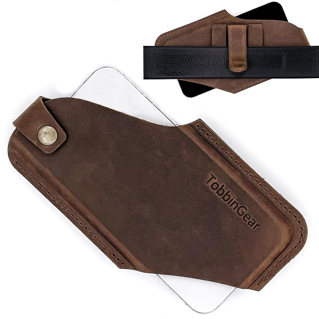 TobbinGear Handy-Holster aus Leder mit Gürtelclip, Gürteltasche aus Leder, universelle Handytasche a