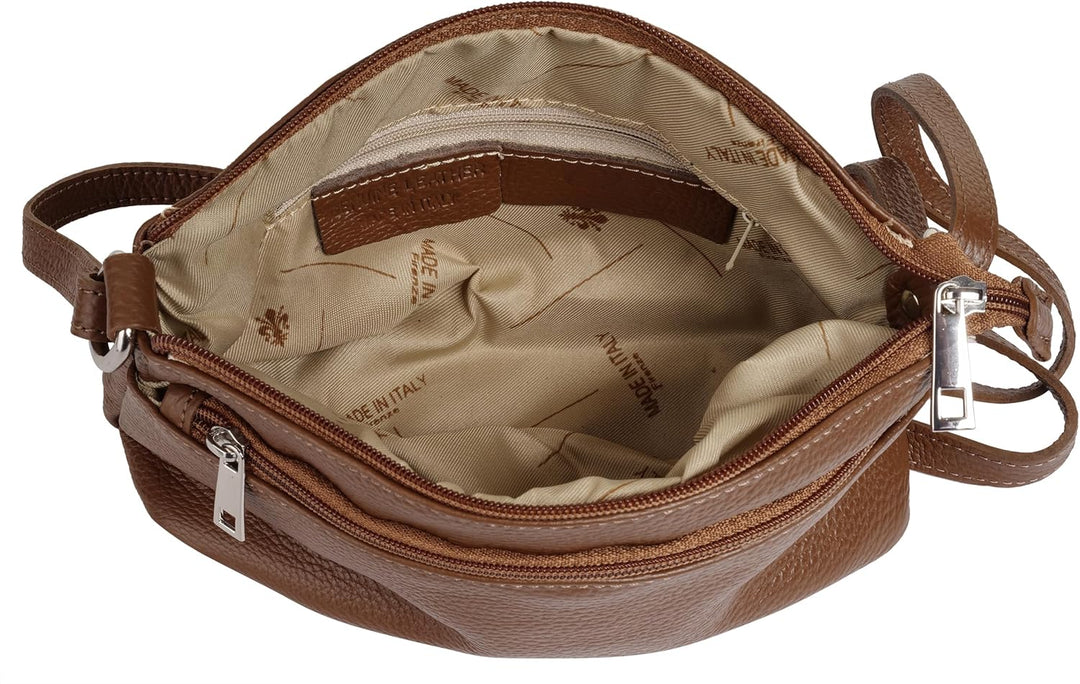 Cluty Umhängetasche echt Leder Damen - 020617 Braun, Braun