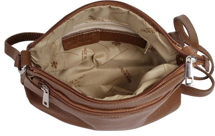 Cluty Umhängetasche echt Leder Damen - 020617 Braun, Braun