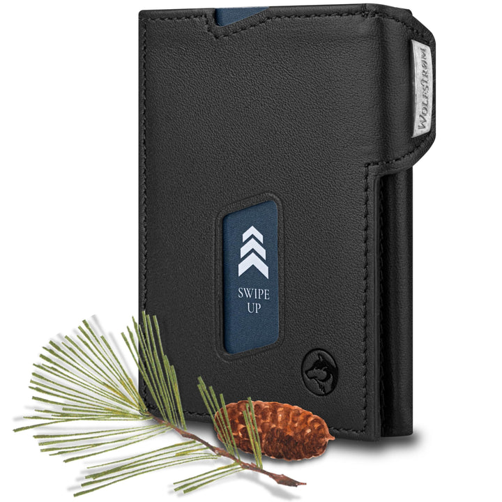 Wolfstrøm Slim Wallet mit Münzfach 'Ludvig' I 7+1 Karten Mini Geldbörse Herren klein, RFID Blocker I