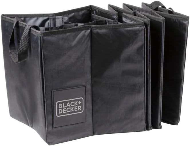 BLACK+DECKER Kofferraum Aufbewahrungsbox – 110 x 30 x 30 cm – 5 Fächer – Faltbar – mit Griffen – Sch