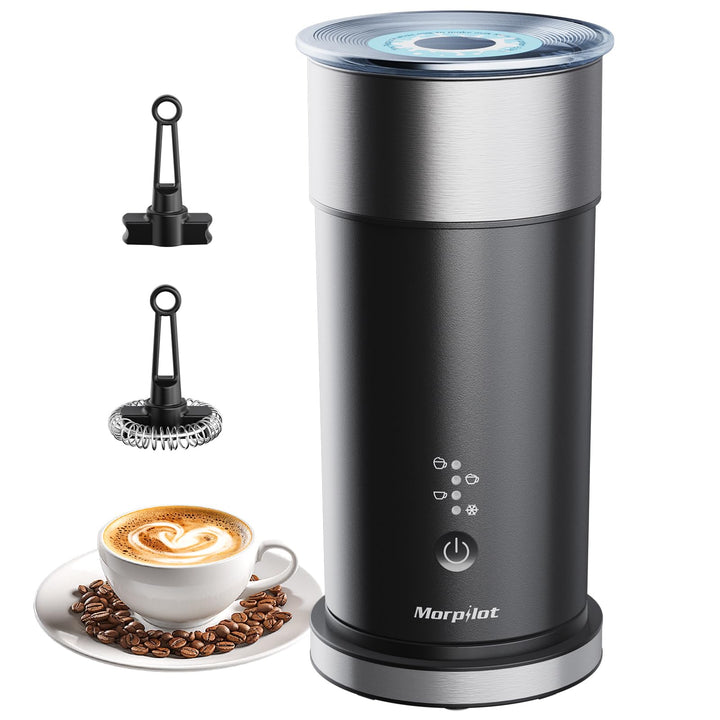 Morpilot Milchaufschäumer Elektrisch 4-in-1, 240ml, 400W für Heissen & Kalten Milchschaum, Edelstahl