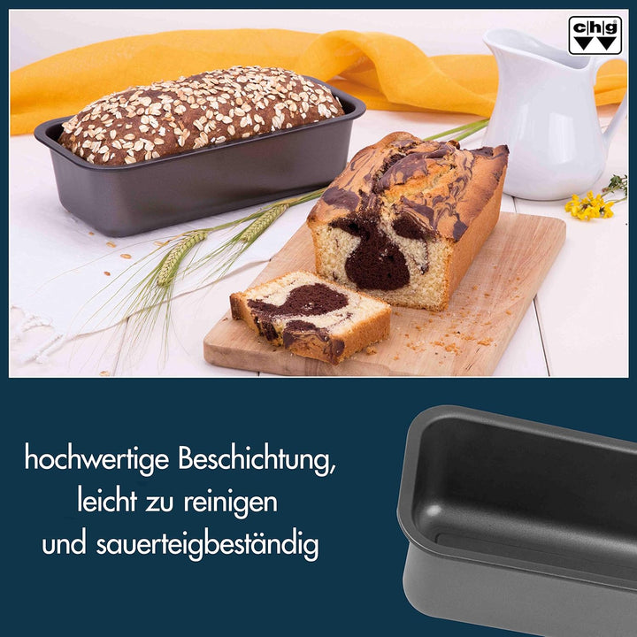 chg 9821-04 Antihaft 25er-Kastenform, Königskuchenform, Brotbackform, anthrazit-metallic, Made in Ge